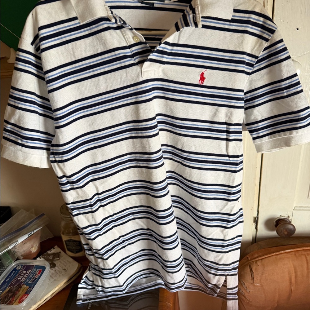 Ralph Lauren Navy and White Striped Polo